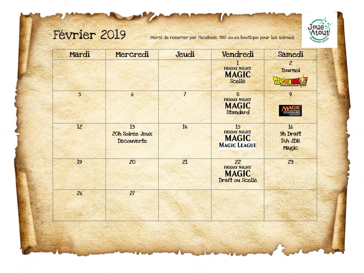 Planning Février 2019