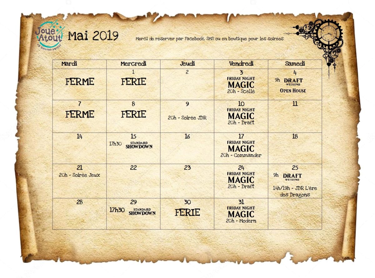 Planning Mai 2019