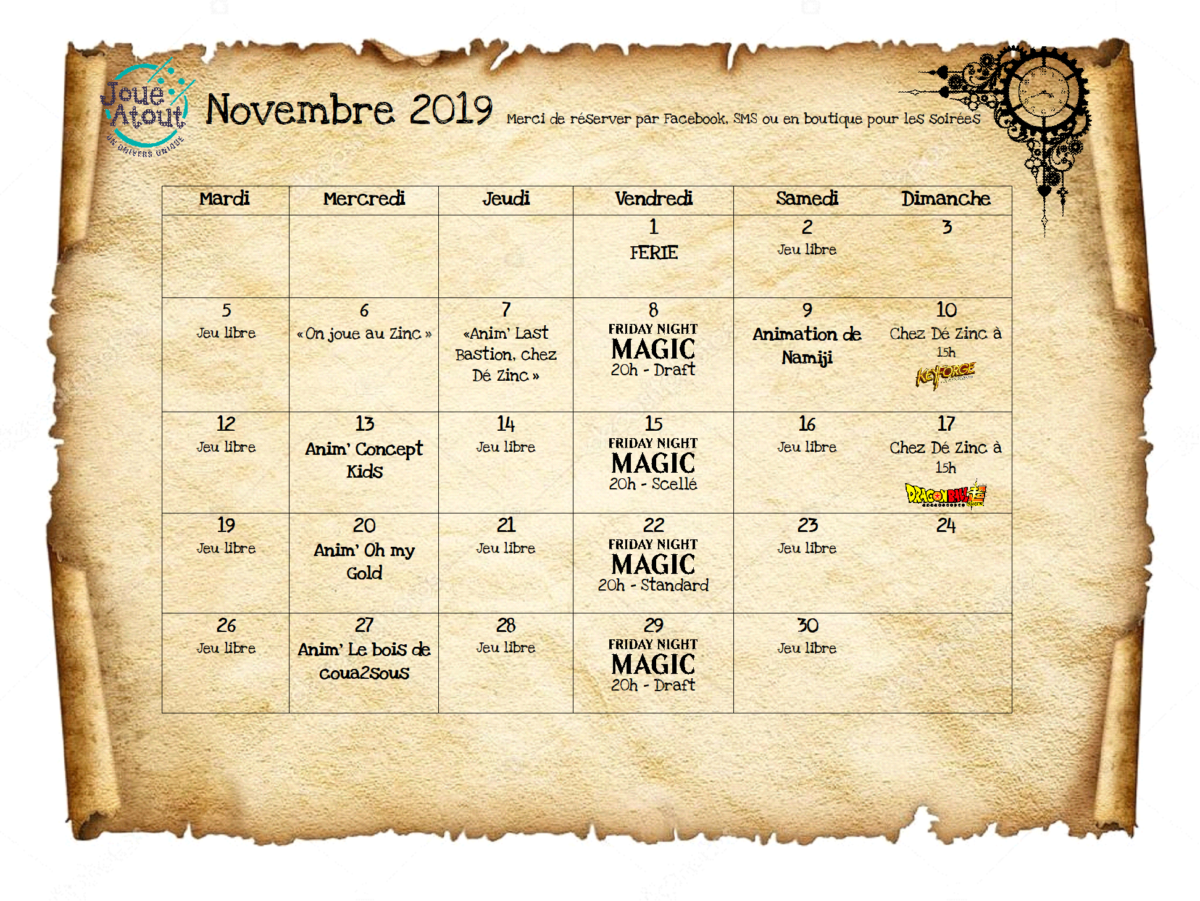 Planning de Novembre